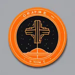 orange circular iron-on emblem patch image